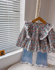 Beautiful Top + Denim Flared Pants For Girls