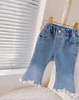 Beautiful Top + Denim Flared Pants For Girls