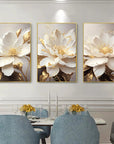 Gold Leaf Flowers Decorative Paintings for Living Room Modern Home Decoration