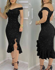 Quality Off shoulder Short Sleeve Dress For Ladies