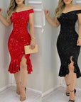 Quality Off shoulder Short Sleeve Dress For Ladies