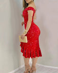Quality Off shoulder Short Sleeve Dress For Ladies