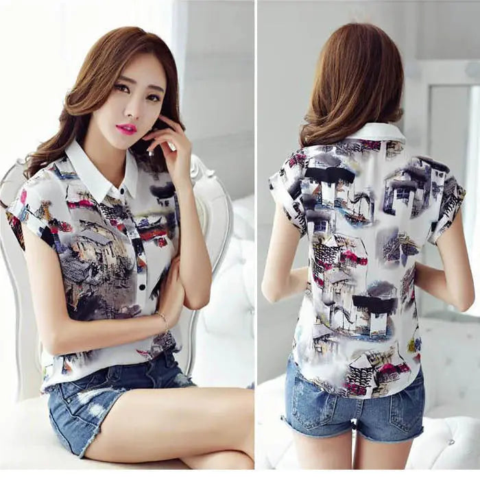 Summer Style Chiffon Shirt For Ladies