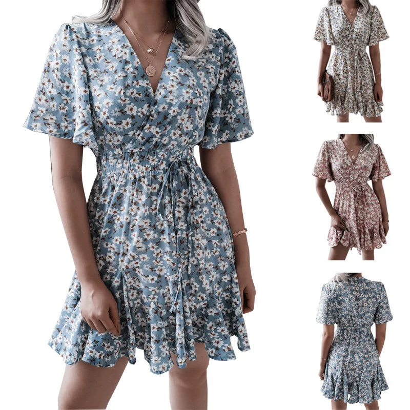 Floral Midi Summer Dress For Ladies