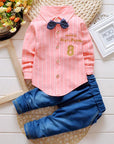 Special Denim Boys Clothes Bow Tie Shirt + Pants