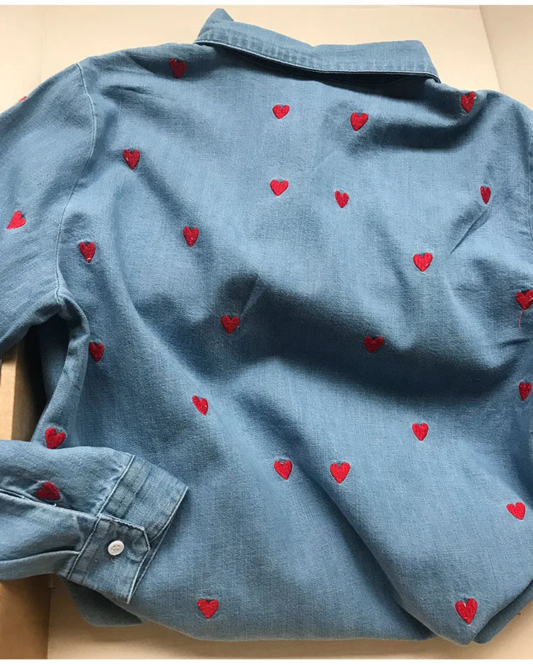 Awesome Heart Embroidery Blouse for Women