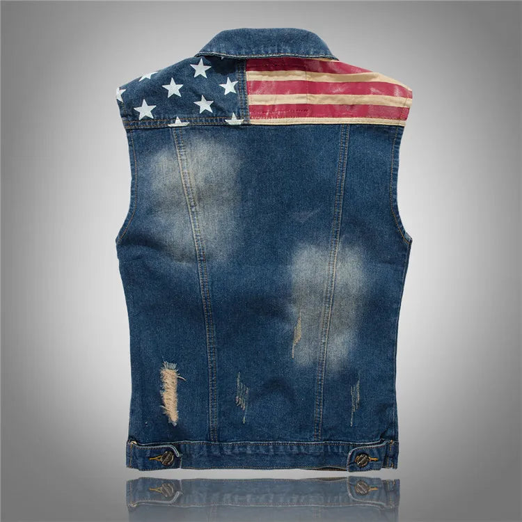 Denim Vest For Men USA Flag