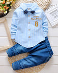 Special Denim Boys Clothes Bow Tie Shirt + Pants