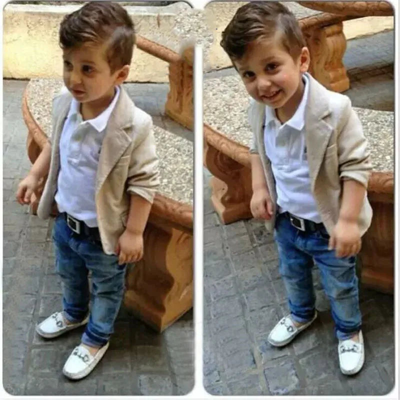 Cute Jacket Shirt Pants For Boys 3 Pcs