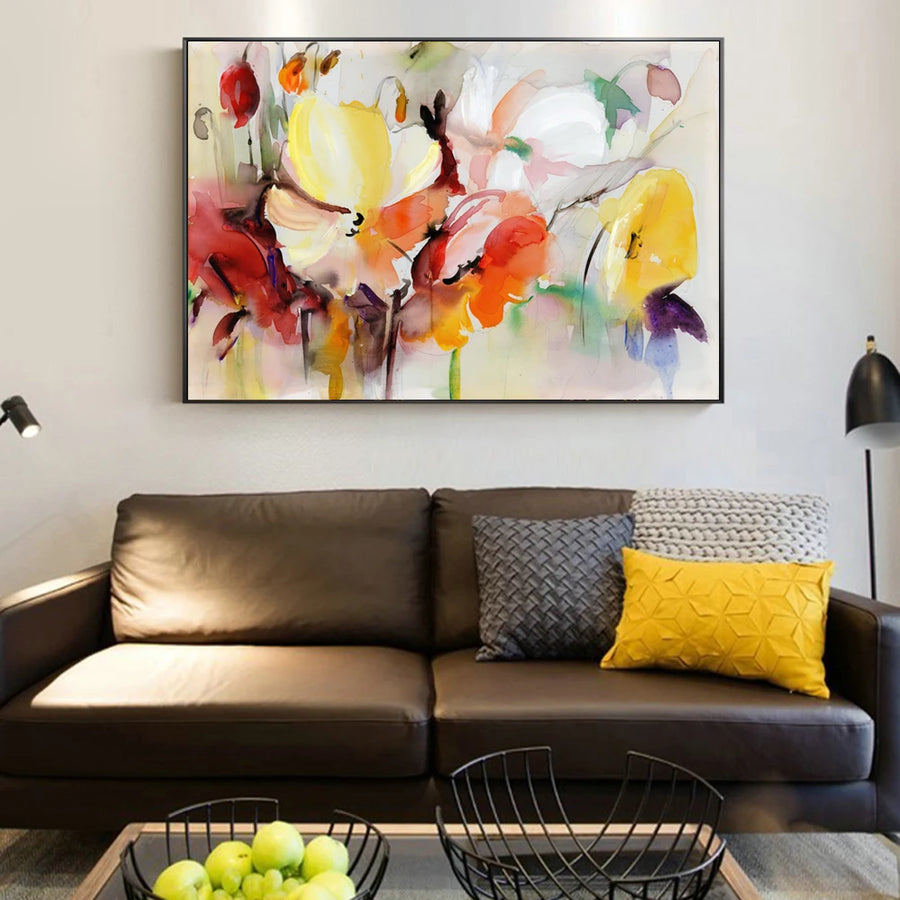 Flower Oil Painting On Canvas Modern Wall Art Flower Picture For Living Room