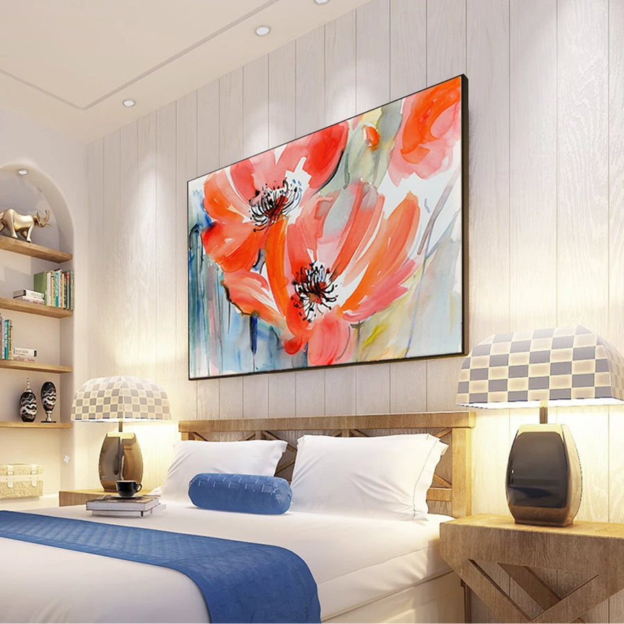 Flower Oil Painting On Canvas Modern Wall Art Flower Picture For Living Room