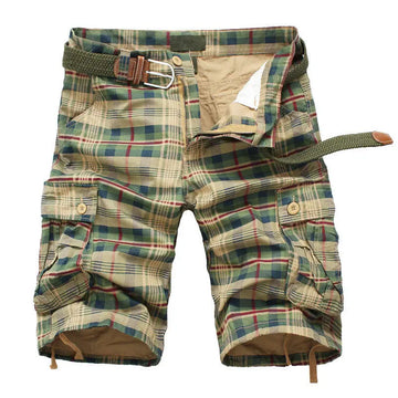 Plaid Beach Summer Shorts For Men No belt