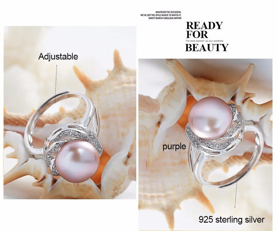 Classic Natural Pearl Silver Ring For Women