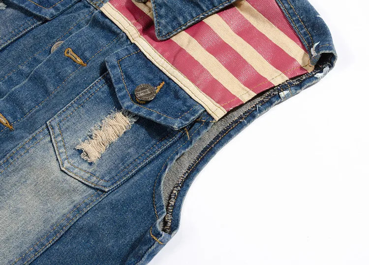 Denim Vest For Men USA Flag