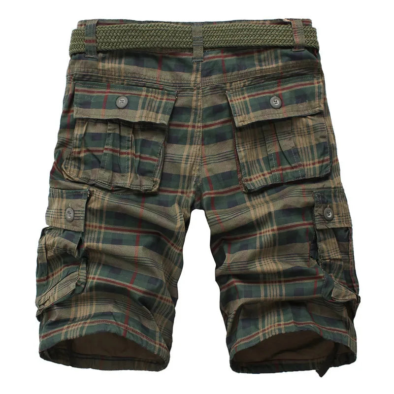 Plaid Beach Summer Shorts For Men No belt