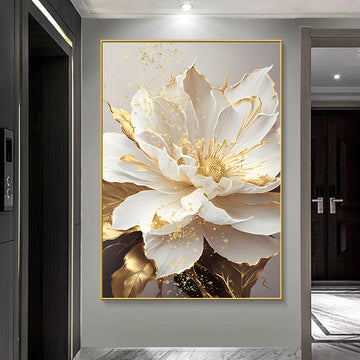 Luxurious Gold Leaf Flowers Decorative Paintings