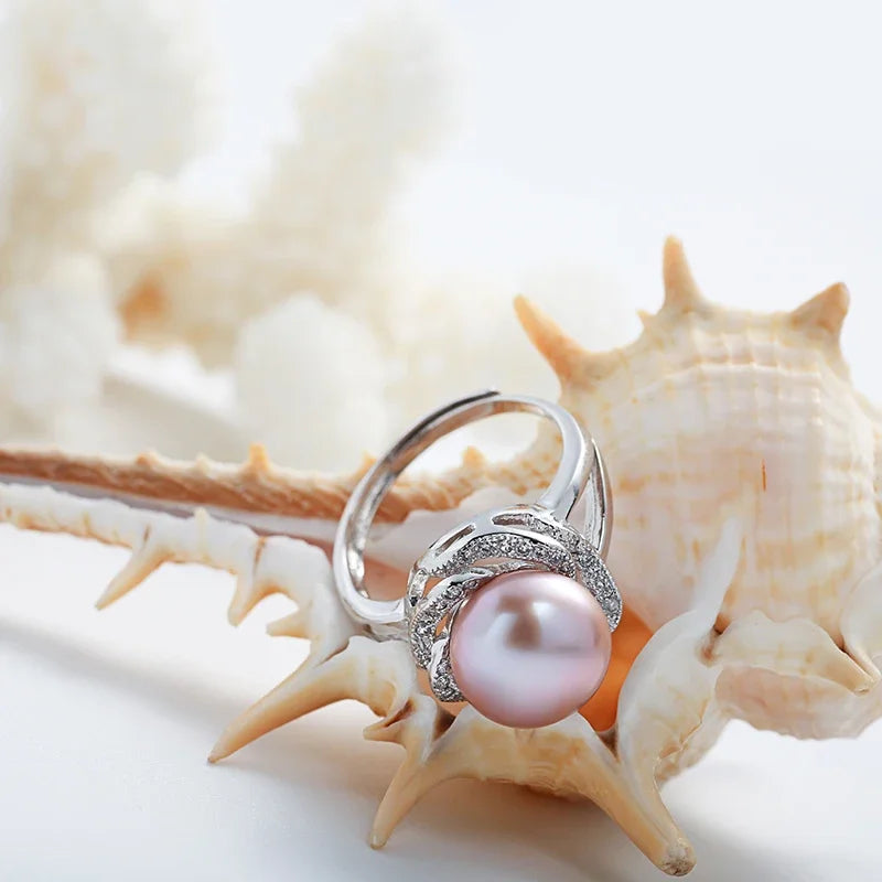 Classic Natural Pearl Silver Ring For Women