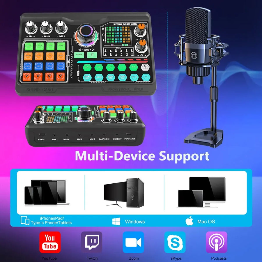 Professional Podcast Microphone SoundCard Kit