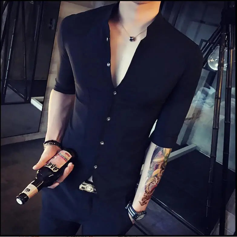 Gorgeous Half Sleeve Quality Shirt for Men Stand-up Collar