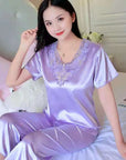 Majestic Satin Pajamas Set for Women 2 Piece Set Sleepwear