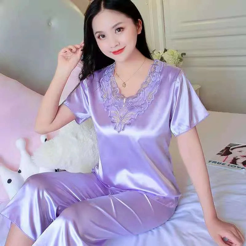 Majestic Satin Pajamas Set for Women 2 Piece Set Sleepwear