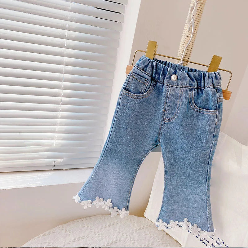 Beautiful Top + Denim Flared Pants  For Girls