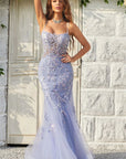 Sultry Lavender Lace Embroidery Backless Prom Dress For Women