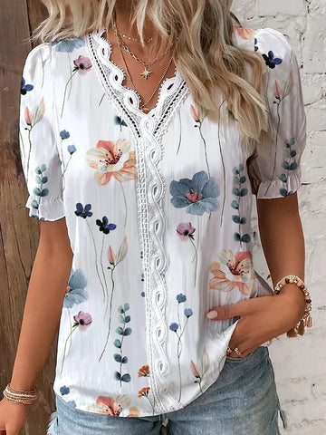 Elegant Summer Short Sleeve V-neck for Women