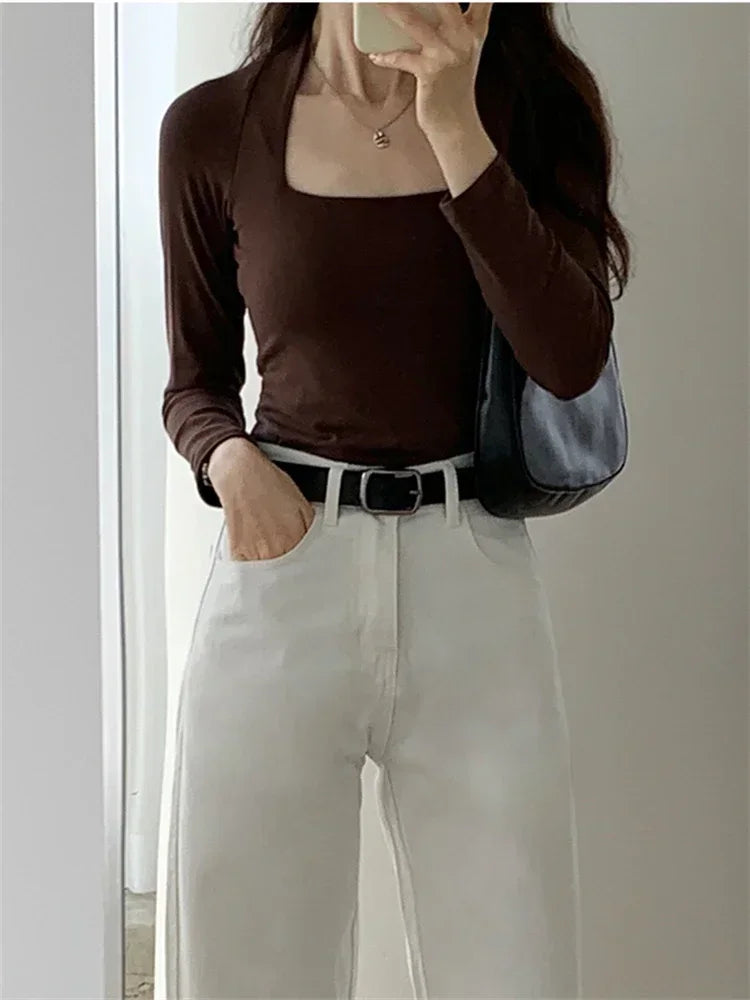 Sexy Slim Cotton Long Sleeve Crop Tops