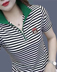 Zip Polo Collar Shirt For Ladies