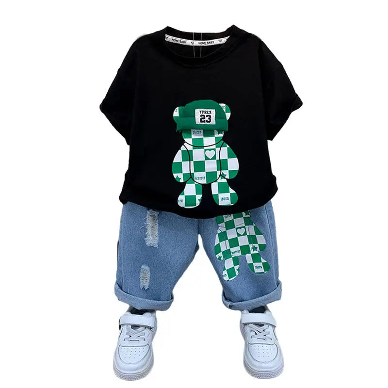 Cool Bear T-shirt + Short Pants 2 Pieces Set Kids Boys