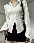 Exquisite Slim Chiffon Collar Flare Sleeve for Women