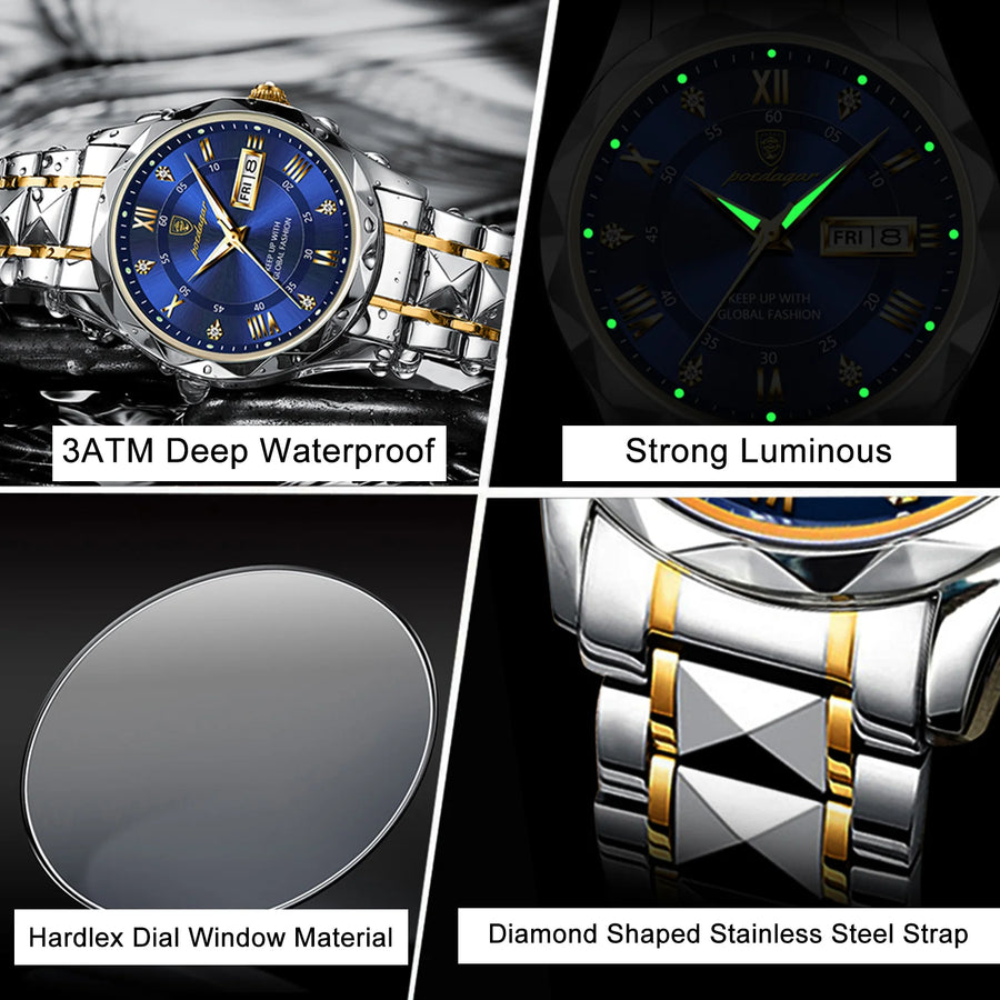 Luxury Wristwatch For Men Waterproof Luminous Stainless