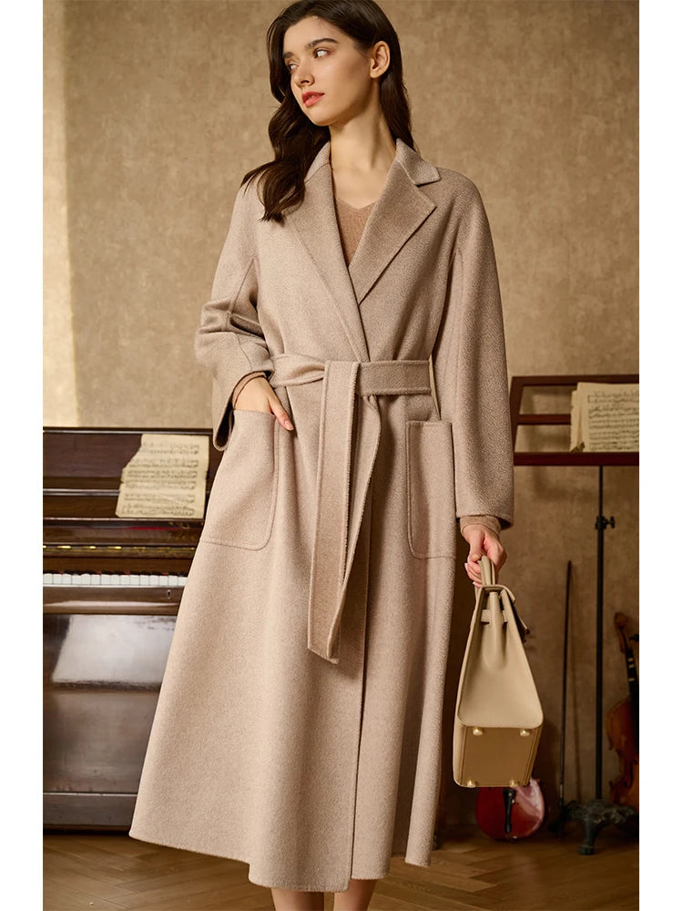 Luxury Cashmere Coat For Women 100% Wool Cardigan Jacket