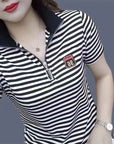 Zip Polo Collar Shirt For Ladies