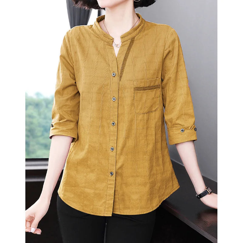 Quality Cotton Linen Shirt For Ladies