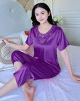 Majestic Satin Pajamas Set for Women 2 Piece Set Sleepwear