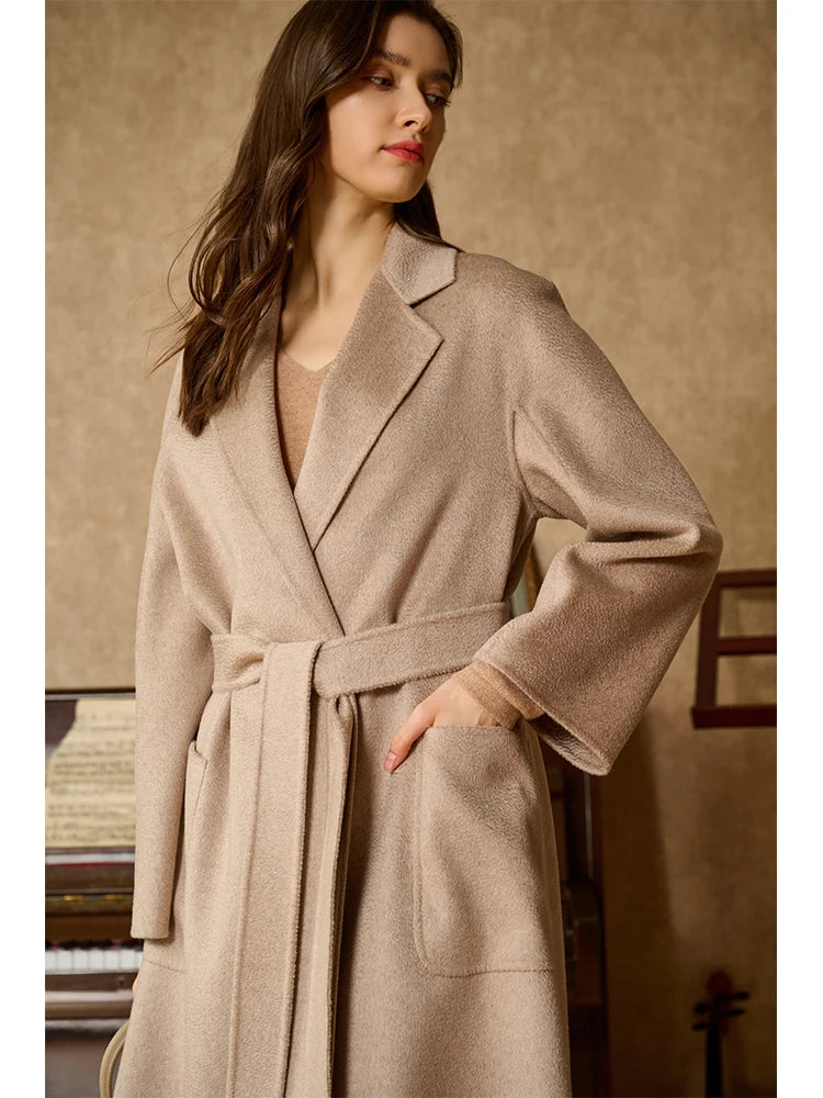 Luxury Cashmere Coat For Women 100% Wool Cardigan Jacket