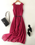 Sleeveless Summer Dresss For Women 100% Mulberry Silk