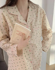 Cotton Pajamas Women Cardigan Suit