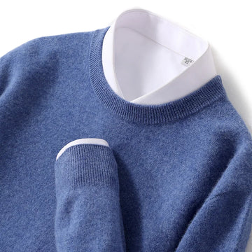 Classic O-neck Merino Wool Sweater for Men