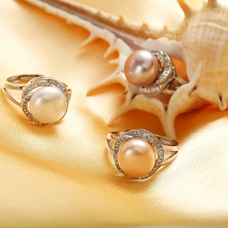 Classic Natural Pearl Silver Ring For Women