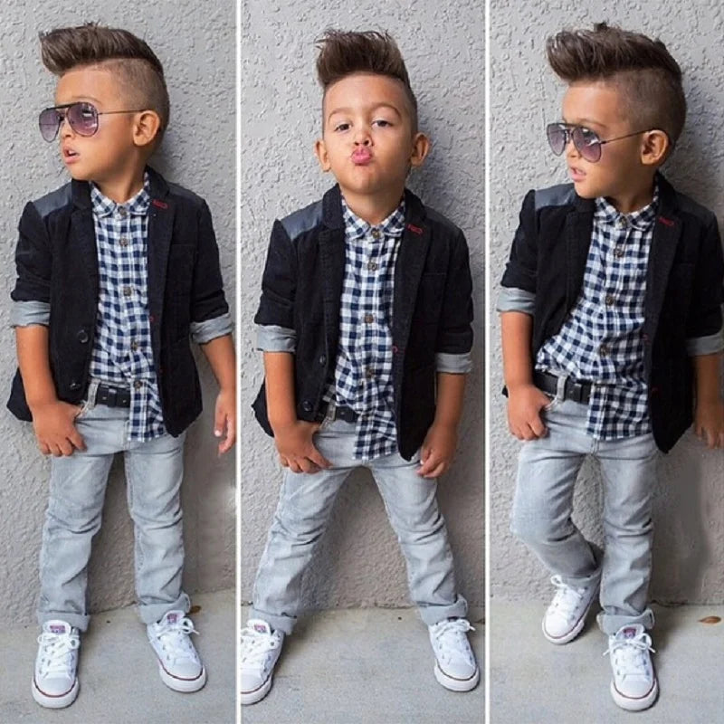 Cute Jacket Shirt Pants For Boys 3 Pcs