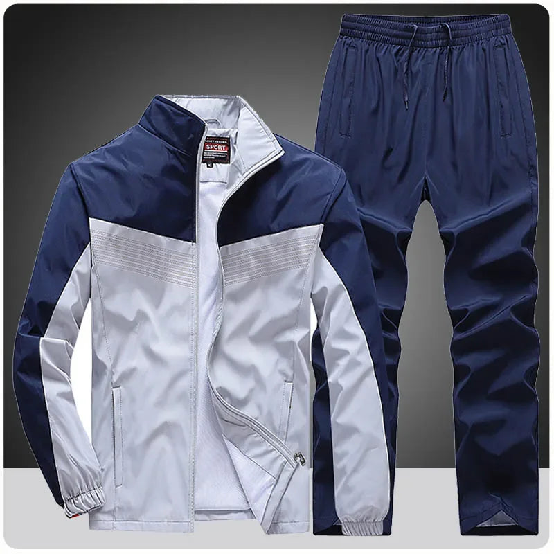 Men Tracksuit Sweatshirts+Sweatpants Set for Gym