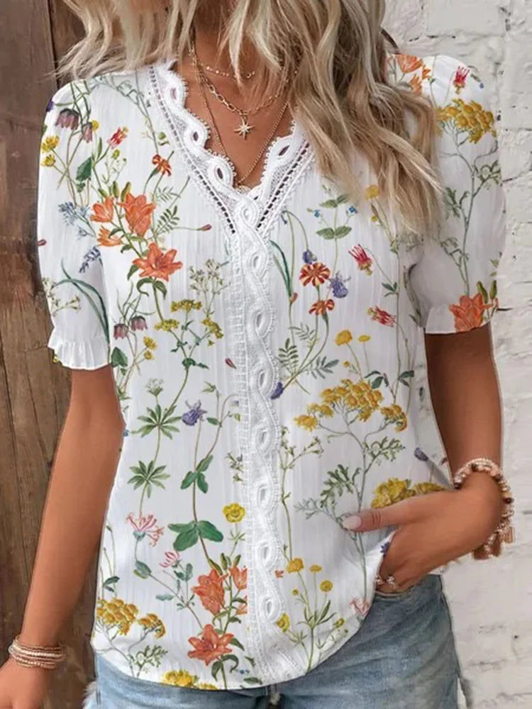 Elegant Summer Short Sleeve V-neck for Women