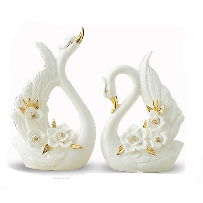 Elegant White Swan Lovers Home Decor  - Pair