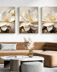 Gold Leaf Flowers Decorative Paintings for Living Room Modern Home Decoration