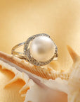 Classic Natural Pearl Silver Ring For Women