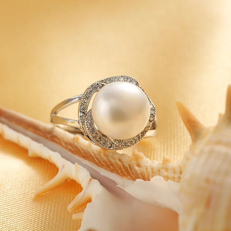 Classic Natural Pearl Silver Ring For Women