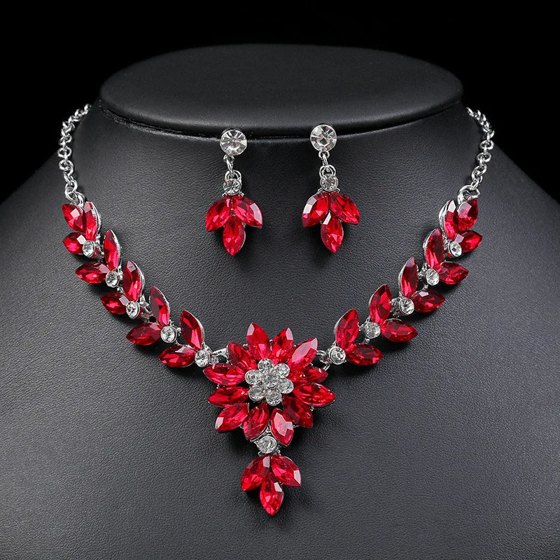 Luxury Crystal Earrings and Necklace